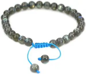 Natural A Grade Labradorite Gemstone 6mm Round Beads Adjustable Bracelet 7" Unisex