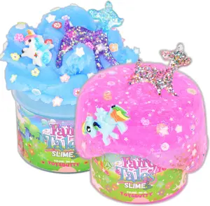 ToysButty 2 Slime Pack Clear Crystal Slime & Cloud Slime Kit for Girls Boys, Create with Kids Fairy Tales Theme, Premade Slime Making kit, 8 Slime Accessories, 2 Big Slime Charms Putty Set Slime Kits