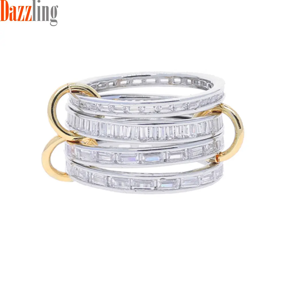 Bicolor cubic zirconia with 4 rings