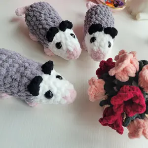 Crochet Opossum Plushie - Pocket-Sized - Amigurumi Plushy