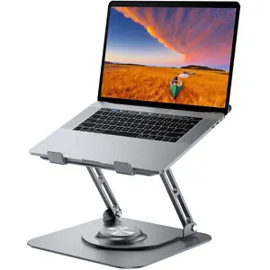 Laptop Stand for Desk, Adjustable Computer Stand with 360° Rotating Base, Ergonomic Laptop Riser for Collaborative Work, Foldable & Portable Laptop Stand, fits for All 10-16" Laptops