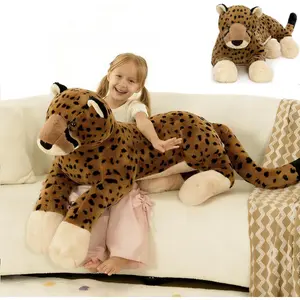 Large Cheetah Stuffed Animal, Giant Cheetah Plush Toy for Girl Boy, Ridable Stuffy Leopard for Kid, Stuffed Leopard Plush Pillow for Valentines Birthday Gifts Baby Shower Party Favor 53 inch