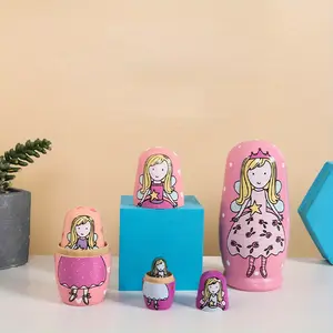 [5-layer Wooden Matryoshka Doll] Source Russian Matryoshka 5-layer cartoon matryoshka doll tourist attraction souvenir crafts wooden crafts, Best for Christmas, Perfect for Thanksgiving