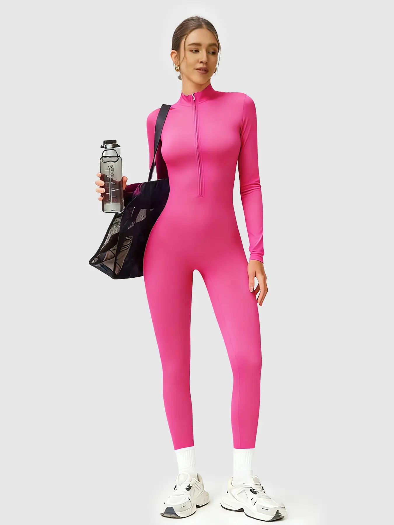 Autumn Winter Yoga Jumpsuit, Fitted Insulated Sweatshirt, Outdoor Warm Clothing, Running Fitness Wear, Women's Sportswear, Sporty Comfy Jumpsuit, Sportswear Jumpsuits