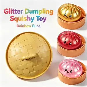 Glitter Dumpling Squishy Toy - Soft Tpr Sensory Fidget, Squishy Fidgets, Stress Relief, Stress Relieving Accessory, Office Desk Decor, Valentine & Easter Gift, Cute Squeeze Tool