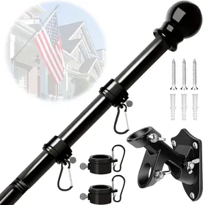 6FT(1.8M) Flag Pole for Garden with Flag Pole Holder, Stainless Steel Flag Pole Kit for House, Flag Pole Rings, Flag Pole for Outdoor, Wall Mounted Flag Pole