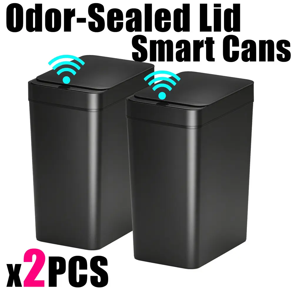 2 Pack 15L Family Sized Induction Trash Can, Moisture Proof Slim Waste Bin, Retro Scandinavian Garbage Bin for Kitchen Hallway Work Area