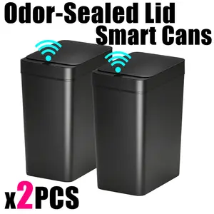 2 Pack 15L Family Sized Induction Trash Can, Moisture Proof Slim Waste Bin, Retro Scandinavian Garbage Bin for Kitchen Hallway Work Area