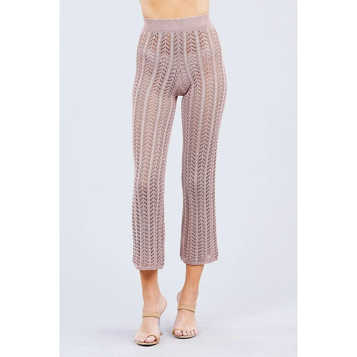 Flare Long Fishnet Sweater Pants