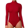 OYV Women's Mock Turtle Neck Long Sleeve Tops Bodysuit Jumpsuit