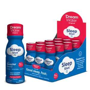 Dream Water Sleep Aid Shot – Nighttime Nectar Flavor – Melatonin, GABA, 5-HTP – Fast-Acting Sleep Support Drink for Deep Sleep & Relaxation – Calm Nighttime Sleep Shot (12 Pack)