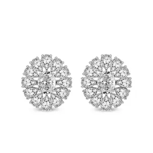 Lab Diamond Fashion Earrings 14Kt White Gold 2Ct Dahlia Flower Fashion Lab Diamond Stud Earrings F-G Color, VS Diamond, IGI Certified - Friendly Diamonds