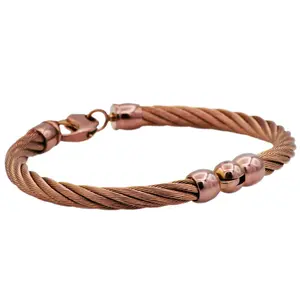 Mens Chocolate Stainless Steel Wire Bangle Bracelet