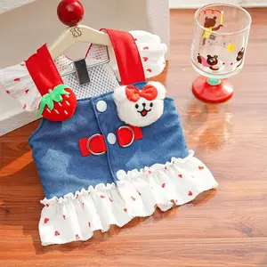 Denim Cartoon Pet Dress Costume for Cats and Dogs, Anti-Shedding, Spring 2026 Design, Cute New Style for Pets, Ideal for Cat and Dog Owners