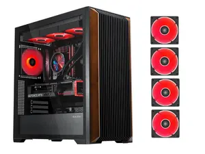 SAMA Z60 Black Genuine Walnut Wood PC Case, ATX Mid Tower, Pre-Installed 4x 140mm ARGB PWM Fans, Supports 360mm Radiator on Top, Type-C Port, Supports E-ATX/ATX/M-ATX/ITX, Full Tower Computer Case