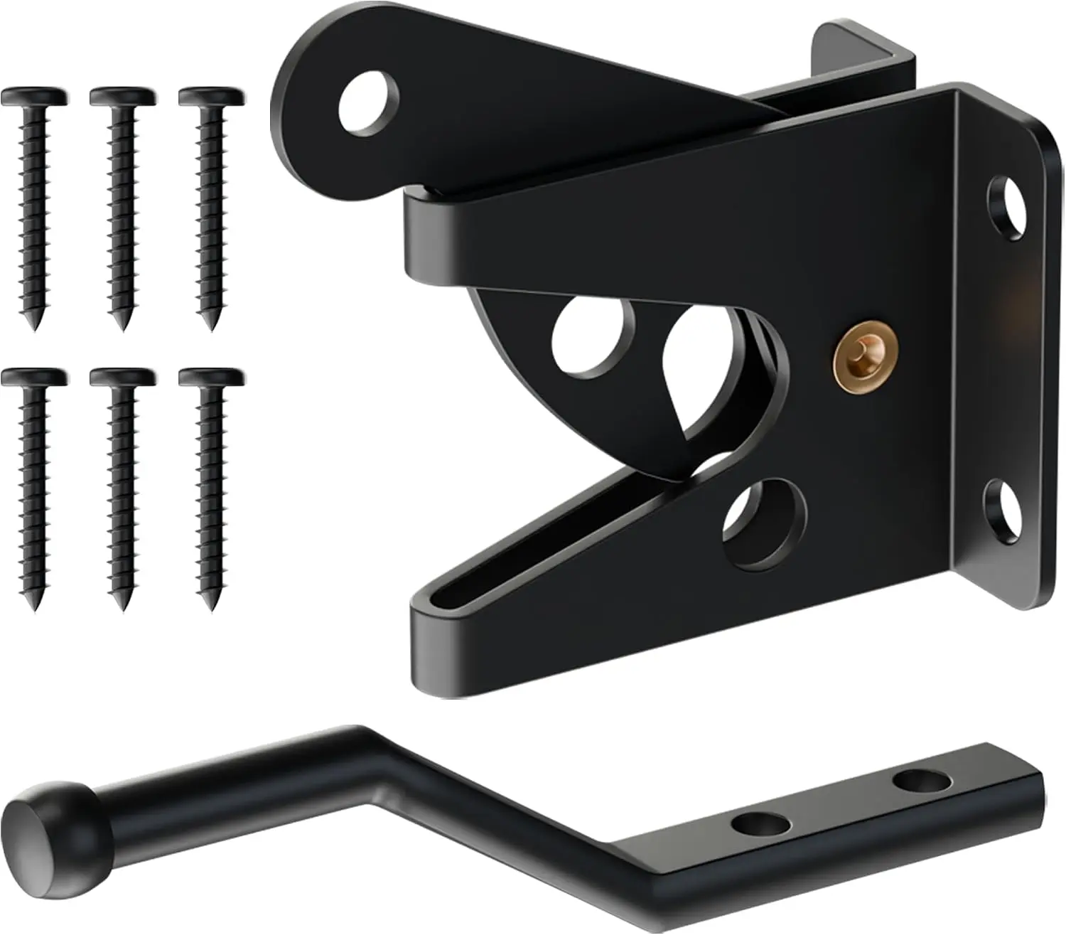 Black Powder Coated Self-Locking Auto-Close Gravity Lever Latch, Antitheft Door Security Lock Latches & Bolts for Wooden Fence Post Mount, Backyard Decks, Pool, Garden
