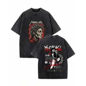 100 Cotton Oversized Graphic T-Shirt Michael Jackson Thriller The King Fashionable Street Retro Style Summer Casual Wear #   Michael Jackson #   Jaafar Jackson #   biopic #   music legend