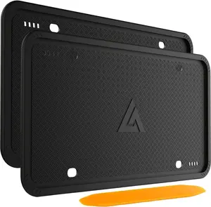 2 Pack Silicone License Plate Frames, Universal US Plate Holder, Rustproof & Rattle-Proof Car Accessories, Black