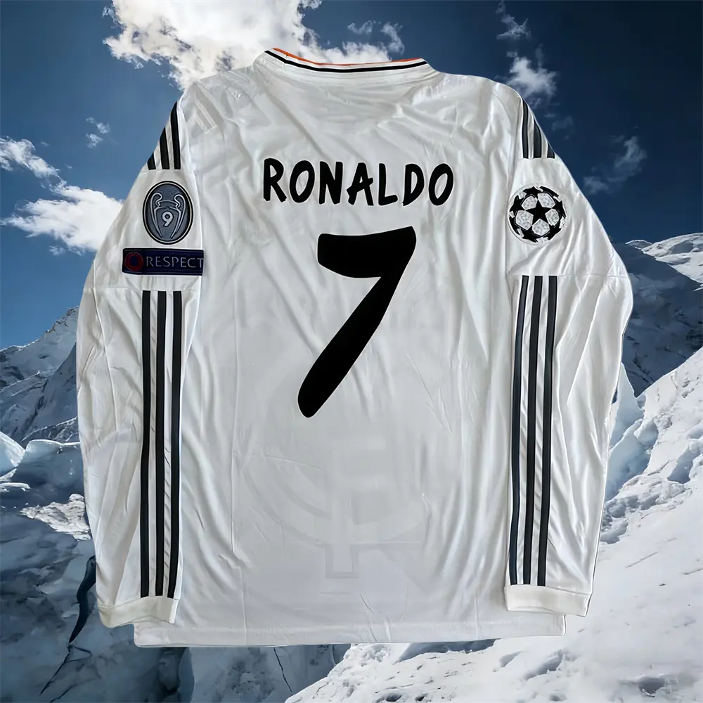 13-14 Home White Ronaldo #7 Long-Sleeve Soccer Jersey