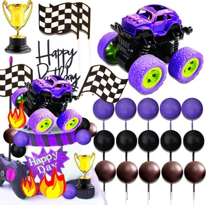 LaVenty Truck Cake Toppers Truck Cake Decorations Monster Truck Cupcake Toppers For Monster Truck Party Decorations Monster Truck Birthday Decorations