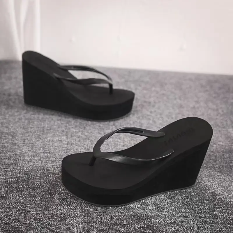 Comfortable Platform Flip Flops – High Heel Wedge Sandals for Beach & Travel, Durable Rubber Sole & Breathable Fit