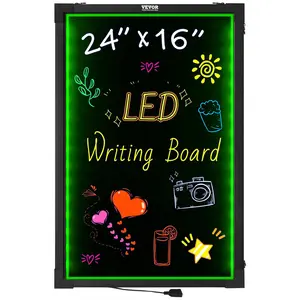 TikTokShopBlackFridayVEVOR LED Message Writing Board, 24"x16" Illuminated Erasable Lighted Chalkboard, Neon Effect Menu Sign Board, Drawing Board with 8 Fluorescent Chalk Markers and Remote Tested to UL Standards