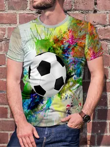 Men's 3D Print Round Neck Short Sleeve T-Shirt, Casual Fashion, Comfortable Breathable, Summer Essential
