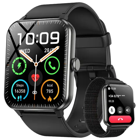 New Silicone Smartwatch Wristwatch, Wireless Calling/Dial, Multiple Sport Modes, Call Reminder & Rejection, SMS Reminder, Touch Screen Wearable Device, Compatible with iOS/Android, Simple Style,Valentine's Day Gift for Boyfriend，Father's Day gift