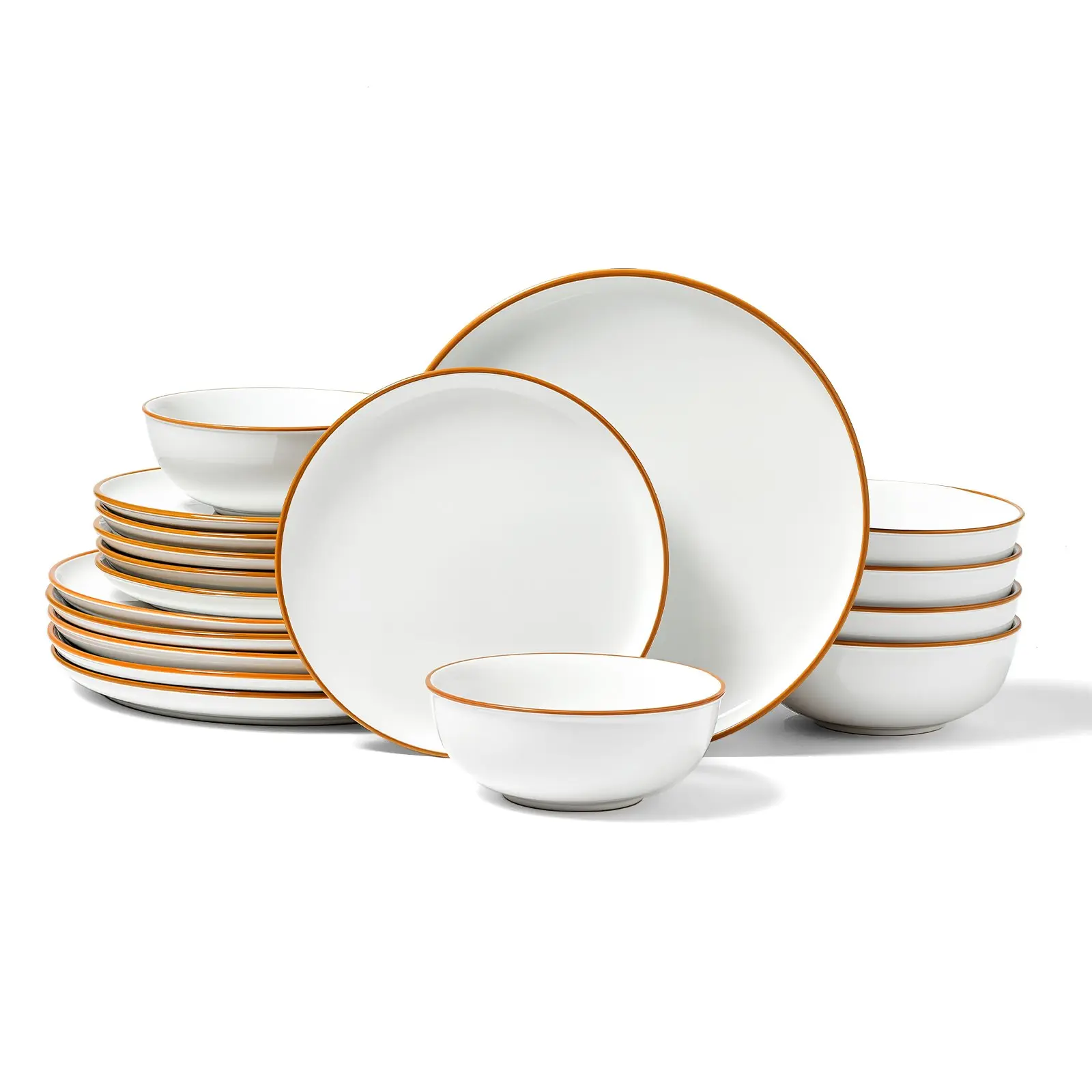 【DealsForYouDays】VEVOR Aesthetic Minimalist Round Ceramic Dinnerware Set - 18 PCS Kitchen Plates and Bowls Set for 6, Scratch-Proof, Dishwasher-Safe, Microwave-Safe for Soup, Salad, Dessert