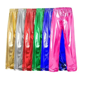 2024 N Metal Shiny Stage Performance Party Casual  Pants Men , Gold/Silver Multi Color Handsome Personality Fashion Sports Pants