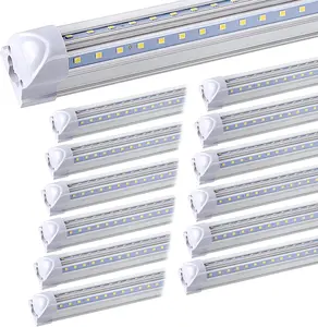 12-Pack ETL 8FT LED Shop Light Fixture, 100W 15000LM 6000K, Cold White, V Shape, Clear Cover, Hight Output, Linkable Shop Lights, T8 LED Tube Lights for Garage 8 Foot with Plug