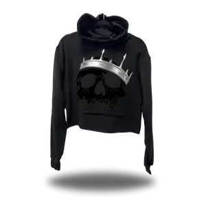 ADJUST SILVER CROWN BLACK CROP HOODIE
