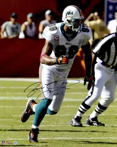 Jason Taylor Miami Dolphins Autographed 16" x 20" Run Photograph with "HOF 17" Inscription - Fanatics Authentic Certified