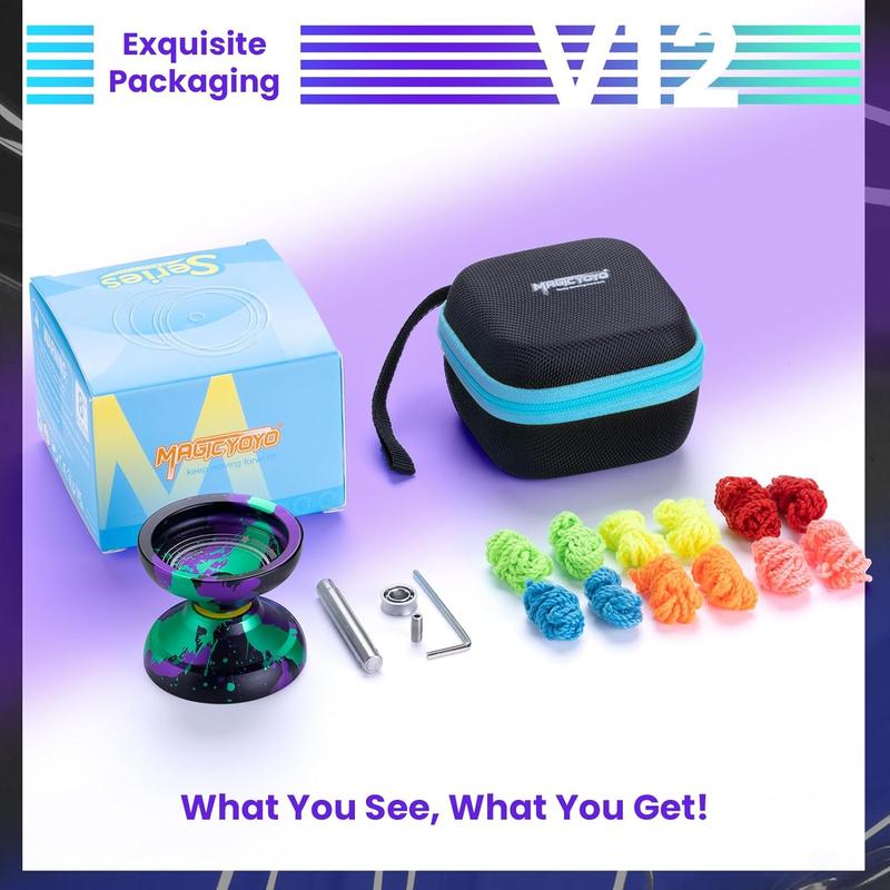 MAGICYOYO V12 Finger Spin Yoyo Professional Responsive Yoyo for Kids & Adults, Unresponsive Yoyo for Advanced, Professional Yoyo with 12 Yoyo Strings & Yo-Yo Accessory Kit
