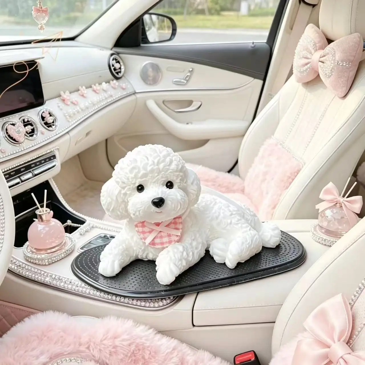 Teddy bear for car, decor cute car interior center console small ornament, sun-resistant, odorless