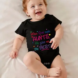 When God Made Aunts He Gave Me The Best Print Bodysuit Baby Rompers Short Sleeve Cotton Toddler Rompers Graphic Print Baby Clothes One-Piece Outfit
