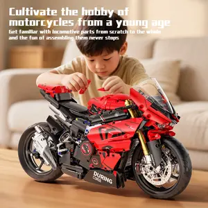 ！Festival gifts 1:5 large-scale building black motorcycle Cool assembly
