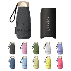 5-Fold Mini Pocket Umbrella, UPF50+ UV Protection Compact Folding Umbrella, Waterproof Lightweight Portable Travel Umbrella for Women & Men – 9 Colors Available