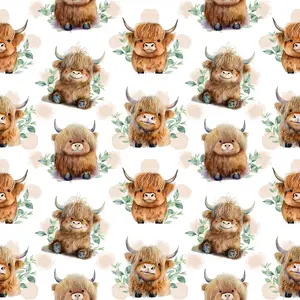 Cute Baby Highland Cows Quilting Cotton Fabric
