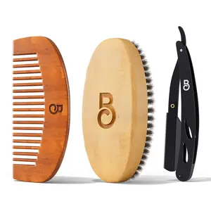 Beard Club Beard Care Kit - TikTok Shop Kit Includes Beard Brush, Beard Comb and Straight Edge Razor