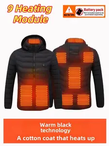 Heated Jacket with Detachable Hat, Zipper Pocket, Fashion Casual, Three-Stage Adjustment, Four Control USB Heating, Unisex Winter Coat