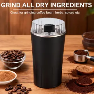 300W Multipurpose Electric Coffee Grinder, 6 Blades Food Grade Stainless Steel Dry Grinder with Safety Lock for Beans, Nuts, Spices and Grains