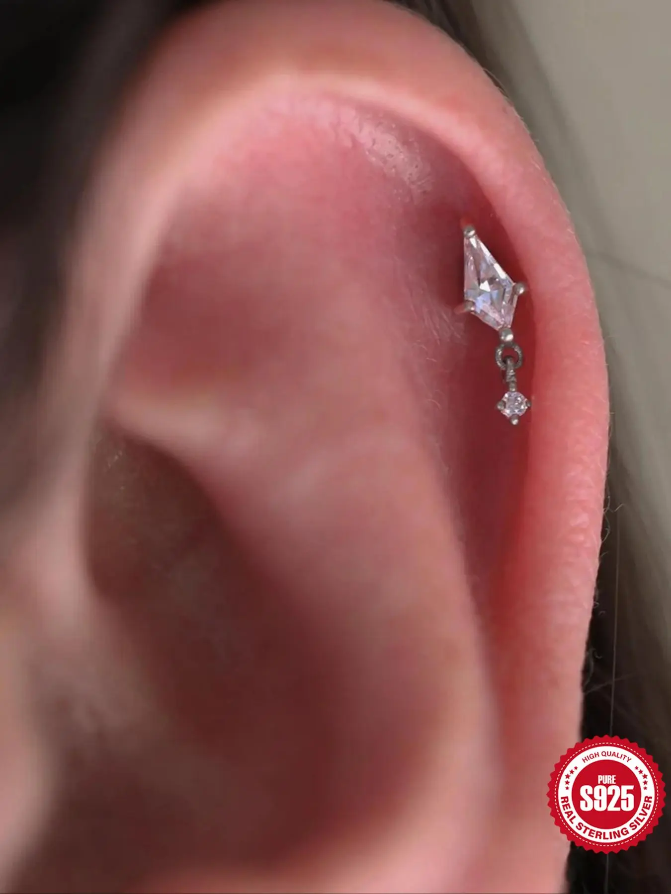 925 Sterling Silver Rhinestone Decorated Minimalist Earrings, Simple Elegant Ear Jewelry for Women & Girls, Trendy All-match & Exquisite Jewelry for Birthday Gift, Pretty Studs, Sparkling Ear Jewelry, Earrings For Everyday Wear, Shining Earrings