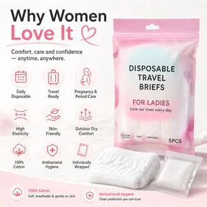 Disposable Underwear – 100% Organic Cotton  | Secure & Comfortable Fit, Unscented, Hypoallergenic(5COUNTS) summervibes