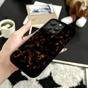 Dark Amber Tortoise Shell Phone Case, Retro Luxury Phone Cover, Compatible With iPhone 17 16 15 14 13 12 Pro Max, Samsung S25 24 Ultra