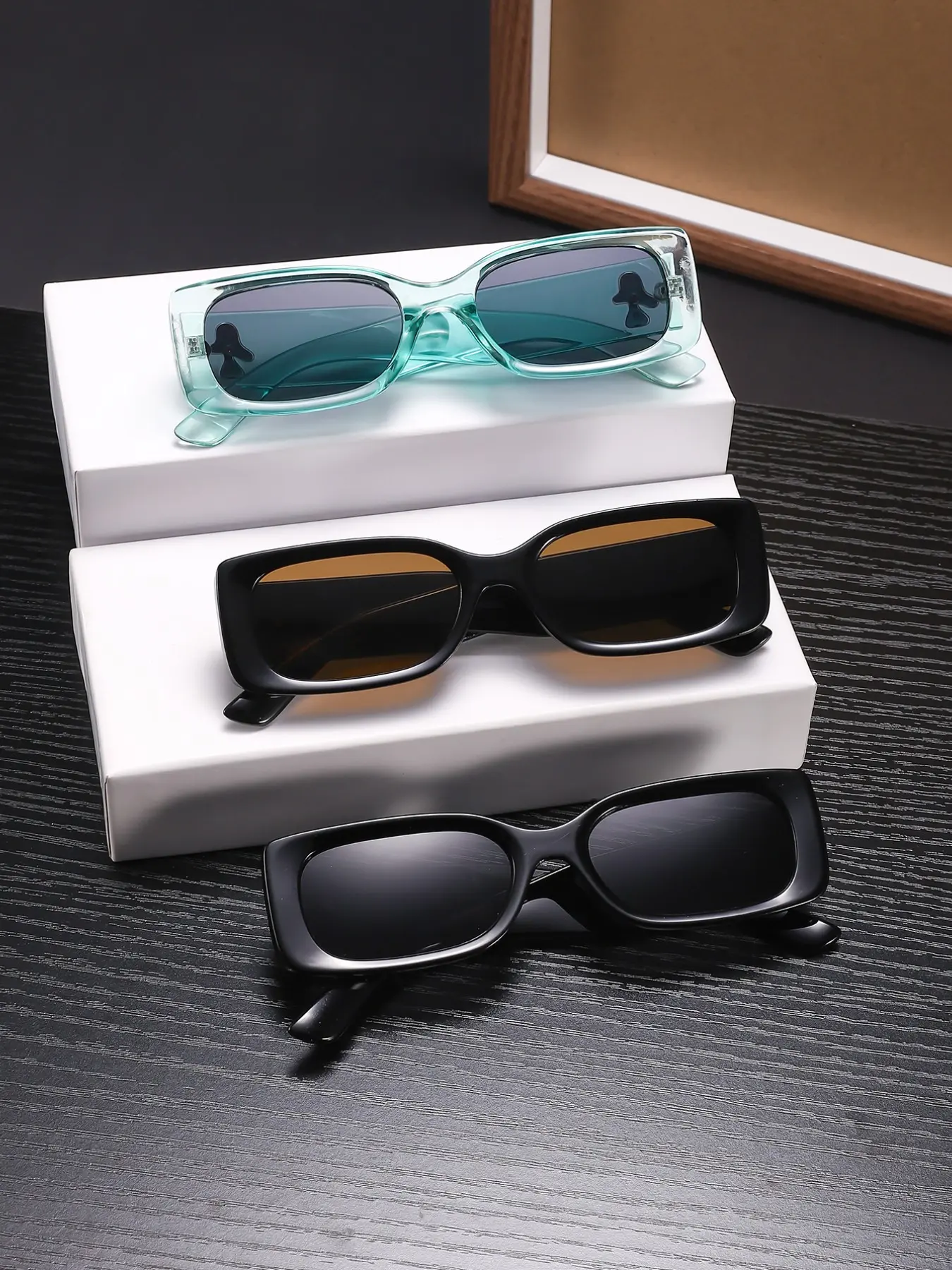 Men's High-Quality Mushroom Accessories Rectangular Trendy Fashion Sunglasses, Lightweight Durable Colored Lenses, Casual Outdoor Activities