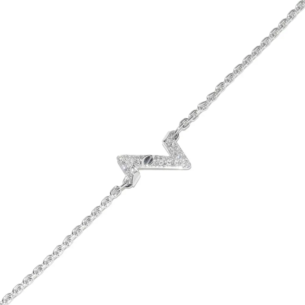 Pre-owned Louis Vuitton 18K White Gold (Au750) Small Leather Goods LV Volt Upside Down Au750 White Gold Diamond Bracelet