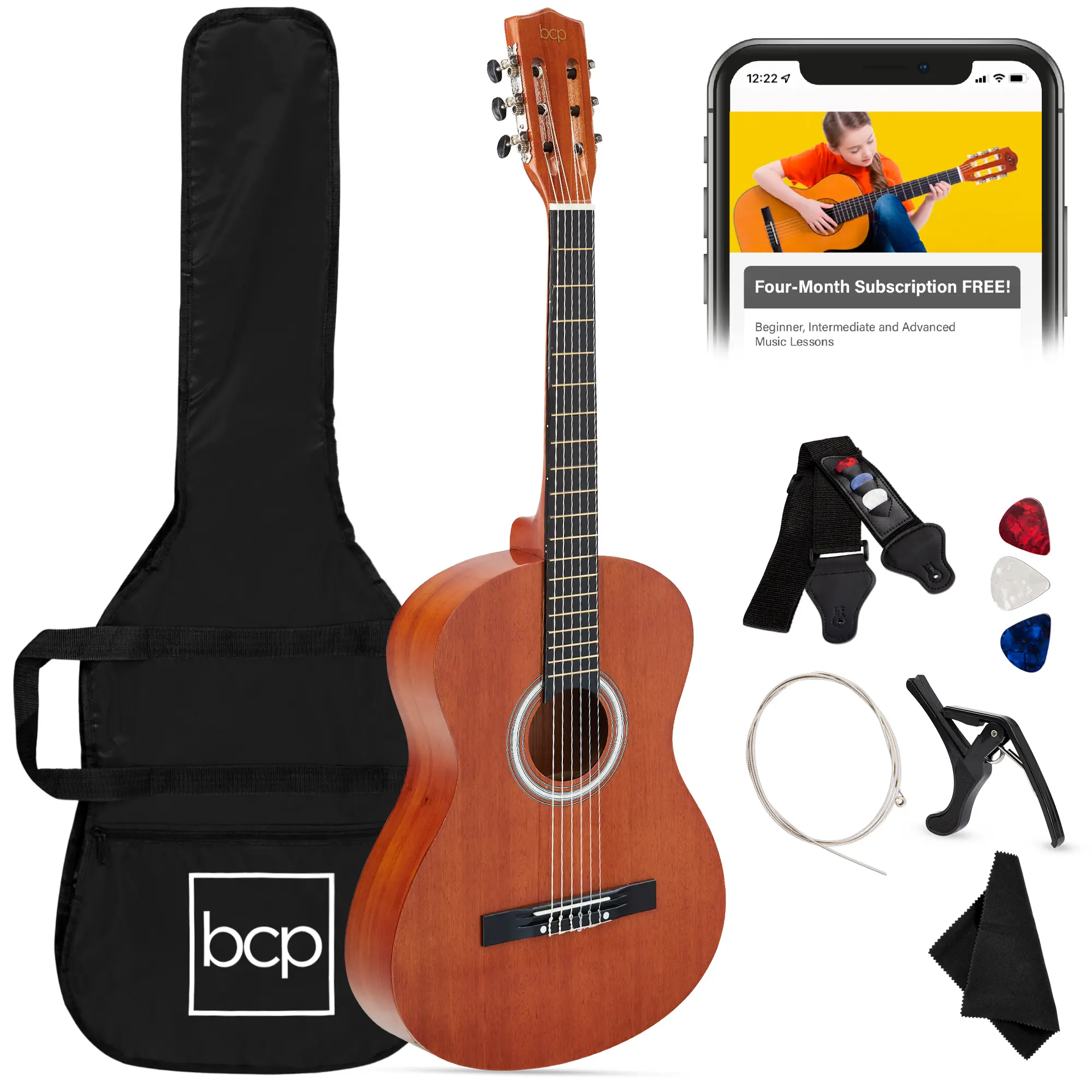 Best Choice Products 38in Beginner Acoustic Guitar Starter Kit w/ Gig Bag, Strap, Strings Best Choice Products 38in Beginner Acoustic Guitar Starter Kit w/ Gig Bag, Strap, Strings