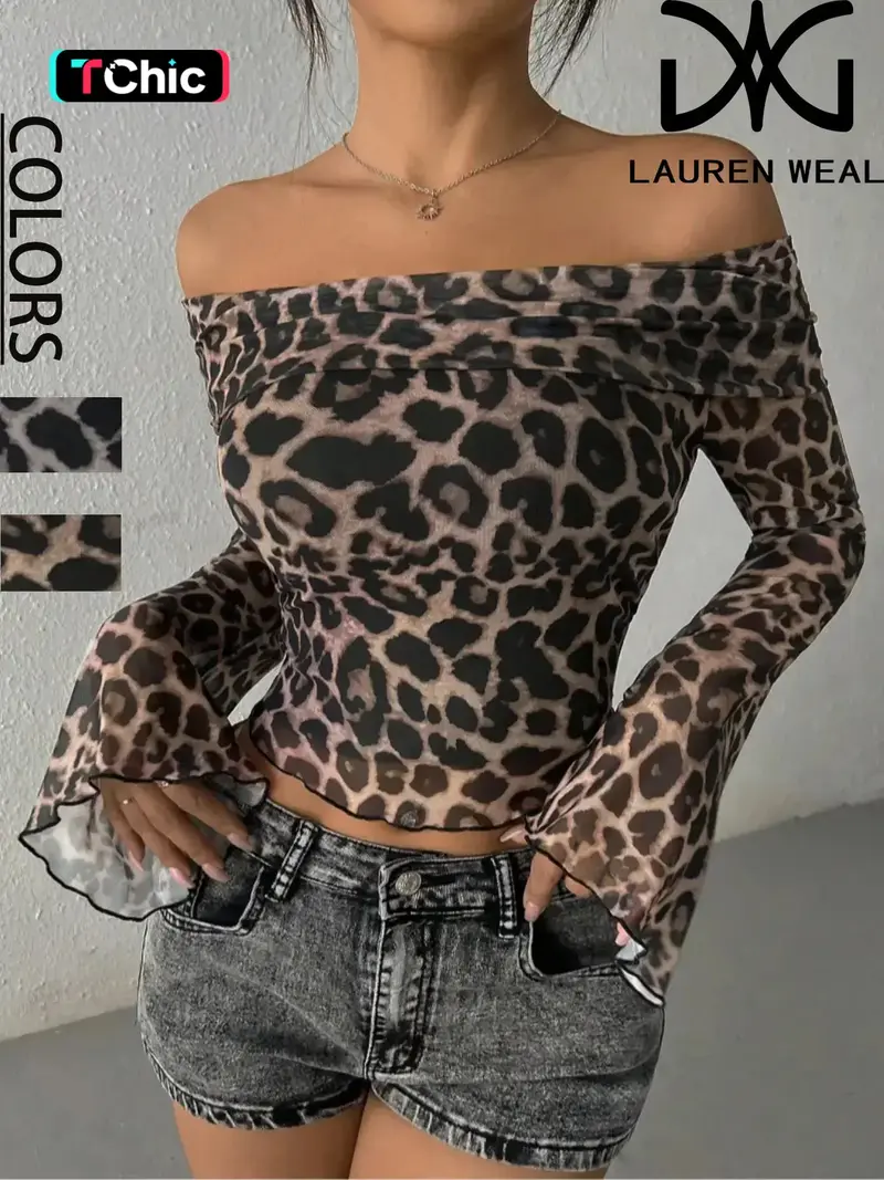Leopard off the shoulder top - TikTok Shop