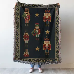Nutcracker Woven Blanket, Christmas Ballet Throw, Vintage Holiday Decor Blanket, Festive Cozy Christmas Gift for Home Decor